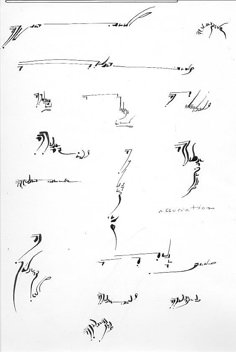 several different types of calligraphy written in cursive writing on white paper with black ink