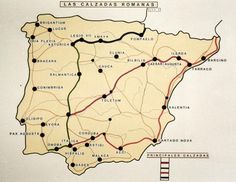 a map of the region of las calzas romanas with roads and major cities