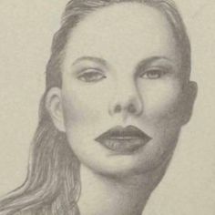 a pencil drawing of a woman with long hair