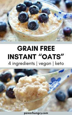 grain free instant oats with blueberries and yogurt