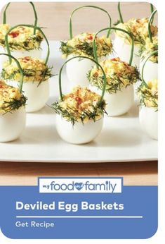 deviled egg baskets are arranged on a plate