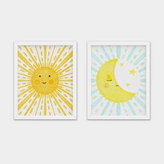 two pictures with sun and moon on them