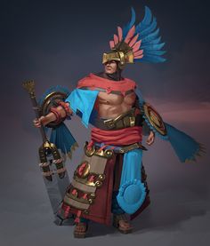 ArtStation - Aztec Warrior , Artem Cheshirsky Creation Of Man, Warrior Fashion, Art Chicano, Study Project, Human History, Ancient Aliens