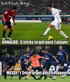 two different pictures of soccer players on the same team