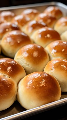 freshly baked rolls in a baking pan ready to be eaten