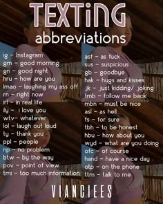 a poster with the words texting abbreviations