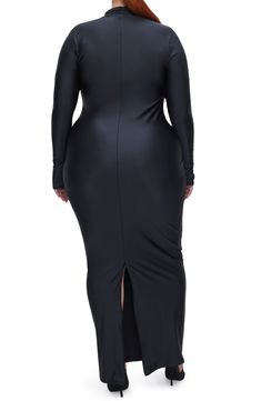 A plunging cowl neckline provides a stunning focal point for this figure-hugging maxi dress cut from the label's shape-defining stretch jersey fabric. 57" length (size medium) Slips on over head Cowl neck Long sleeves Back slit 82% nylon, 18% elastane Machine wash, tumble dry Imported Black Owned/Founded lined Jersey Maxi Dress, Contemporary Accessories, Cowl Neck Long Sleeve, Concert Looks, Maxi Jersey Dress, Kids Styles, Contemporary Outfits, Sweaters And Leggings, Cowl Neckline