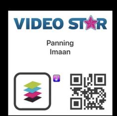 the video star has been placed on top of a white background with black and purple squares