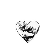 a drawing of a heart with an anime character's face in the center, on a white background