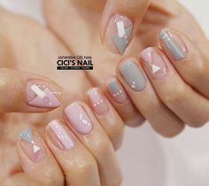 Cu te Nails Gray, Rockstar Nails, Korean Nail Art, Pink Manicure, Nude Nail, Tap Tap, Nude Nail Designs, Nails Cute, Wedding Nail