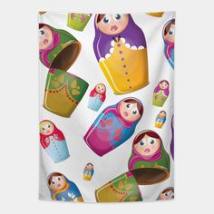 colorful russian nesting dolls on white background wall art print by artist and photographer michael kohl