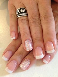 Ongles Gel Violet, Gel French Manicure, Glitter French Manicure, Unghie Sfumate, French Pedicure, French Manicure Designs, French Manicure Nails, French Nail Art