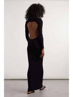 SAINT LAURENT Open-back wool, cashmere and silk-blend maxi dress | NET-A-PORTER Saint Laurent Dress, Bag Dress, Dress Trousers, Beach Dresses, Black Wool, Black Maxi Dress, Floral Maxi Dress, Net A Porter, Women Collection