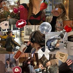 a collage of photos with people and objects