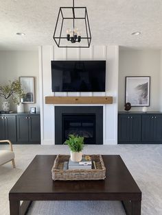 the living room is clean and ready for guests to use it as an entertainment center