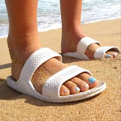 Color White Seashell J-Slips Sandals Go With Pretty Much Everything. They Look Cool With Jeans, Shorts, Swim Suit, Or Board Shorts. Perfect For School, Beach, Walking, Work, Or Just Cruising Around. J-Slips Hawaiian Jesus Sandals Come In Standard Us Sizes J-Slips Hawaiian Jesus Sandals Are Made From 100% Rubber. They Have An Air Pocket Foot Bed That Creates A Soft And Flexible Slip On Sandal. Designed, Owned, And Operated In Laie, Hawaii. Laie Hawaii, Jesus Sandals, Marc Fisher Sandals, Beach Walking, Denim Sandals, Ugg Classic Ultra Mini, T Strap Flats, Faux Leather Heels, Leather Flip Flops