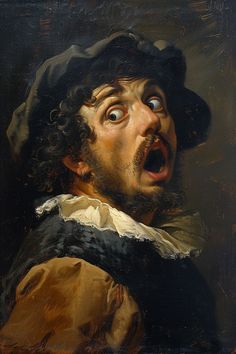 #SurprisedManPainting #CaravaggioStyle #BaroqueOilPainting #OldMasterArt #DramaticExpression #TheCandie Old Artist Painting, Oil Painting Baroque, Master Paintings Portrait, Old Master Portraits Paintings, Old Art Reference, Baroque Landscape Painting, Baroque Aesthetic Painting, Carravagio Portraits, The Old Masters Paintings