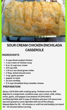 the recipe for sour cream chicken enchilada casserole