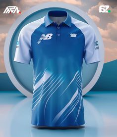 a blue and white polo shirt with an image of the new zealand rugby team on it