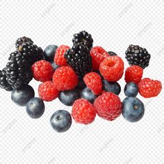 berries, raspberries and blueberries on a white background png clipart