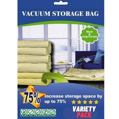 a package of vacuum storage bags with the price tag 75 % up to 75 %