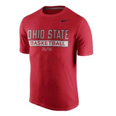 Nike Men's Ohio State Buckeyes Basketball Elite Practice Dri-Fit T-Shirt L The Nike College Basketball Elite Practice Men's Dri-Fit T-Shirt features a bold school wordmark on Dri-FIT fabric for a loyal look and lasting comfort. Sporty University Red T-shirt For Sports Events, University Red Sports Tops With Logo Print, Nike Collegiate T-shirt For Sports Season, Nike Collegiate T-shirt For Sports, University Red Sporty T-shirt For Sports Events, University Red Sporty T-shirt For Sports, Nike Collegiate T-shirt For Sports Events, Nike University Red Tops For Sports Season, Nike Collegiate Moisture-wicking T-shirt