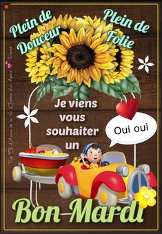 a poster with an image of a sunflower and a car