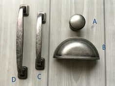 the door handle and latch are shown with measurements for each piece on the door knob