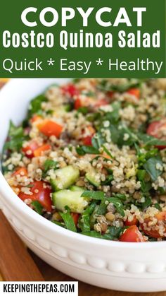 a white bowl filled with couscous quinoa salad