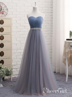 It can be made in other colors,please contact us 1.Silhouette:A-line 2.Fabric:Tulle 3.Embellishment:Sash 4.Neckline:Sweetheart 5.Sleeve:Strapless 6.Waistline:Natural 7.Hem-length:Floor Length 8.Back Details:Lace Up 9.Fully Lined:Yes 10.Buit-In Bra:Yes 11.Boning:Yes 12.Picture Color:As Pictures Bridesmaid Dresses Uk, Cheap Prom Dresses Long, Cute Dresses For Party, Tulle Bridesmaid Dress, Sweetheart Prom Dress, Cute Prom Dresses, Beaded Prom Dress, Long Prom Dresses