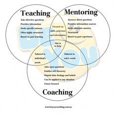 a venn diagram with the words teaching and mentoring