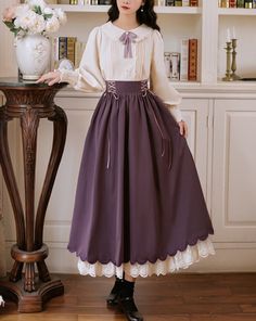 レトロリボンブラウス＋コルセットレーススカート - Belchic Old Fashion Dresses, Retro Pin Up, Lolita Fashion, Fancy Dresses, Cute Casual Outfits, Modest Fashion