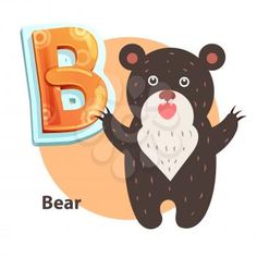 the letter b is for bear with an animal holding it's paw up to its mouth