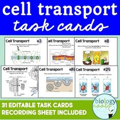 cell transport task cards with pictures and instructions for cell transport tasks, including cell transport