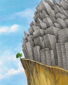 a tree growing out of the top of a cliff