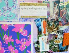 the wall is covered in many different colorful pictures and words that say spring in the garden of savannah