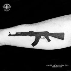 #ak47 #ak47tattoo call whtsapp #09899473688 Tattoo Ak47, 47 Tattoo, Ak47 Tattoo, Evil Empire, Infinity Tattoos, Tattoo Style Drawings, Funny Video Clips, Collar Bone Tattoo, Feather Tattoos