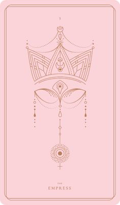 a pink card with an ornate crown on it