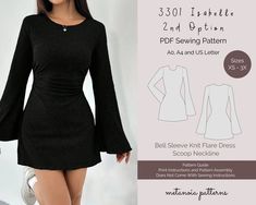 3301 Isabelle, Knit Dress, Bell Sleeve, 2 PDF Patterns, Digital Sewing Pattern, Easy Sewing Pattern, Sewing PDF Pattern, Sizes XS 3X - Etsy UK Sewing Pdf Pattern, Bell Sleeve Pattern, Dress Bell Sleeve, Pattern Sewing, Easy Sewing Patterns, Pdf Patterns, Sleeves Pattern, Pdf Sewing Patterns, Bell Sleeve