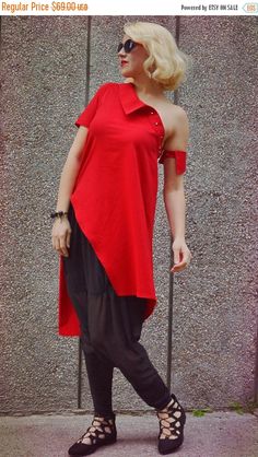 Now selling: SALE 30% OFF Extravagant Red Top / Funky Red Tunic / Asymmetrical Cotton Top / Long Extravagant Red Blouse TT80 / S/S 2016 https://www.etsy.com/listing/286895861/sale-30-off-extravagant-red-top-funky?utm_campaign=crowdfire&utm_content=crowdfire&utm_medium=social&utm_source=pinterest Trendy Cotton Top With Asymmetrical Hem, Trendy Cotton Tops With Asymmetrical Hem, Trendy Cotton One-shoulder Top, One-shoulder Cotton Top For Party, One-shoulder Cotton Party Top, One Shoulder Cotton Top For Party, Spring Cotton Top With Asymmetrical Neckline, Cotton One Shoulder Top With Asymmetrical Neckline, Casual One-shoulder Party Top