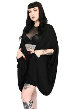 Batty Oversized Cardigan – FOXBLOOD Oversized Black Cape For Layering, Oversized Open Front Top For Daywear, Oversized Batwing Sleeve Cardigan For Layering, One Size Batwing Sleeve Cardigan For Layering, Oversized Open Front Cardigan For Loungewear, Oversized Open Front Cardigan For Daywear, Oversized Open Front Top For Layering, Soft Goth Fashion, Closet Addition