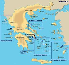 a map of greece showing the major cities