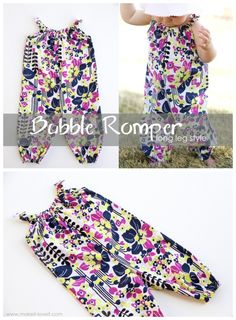 a collage of images showing how to sew a baby romper