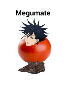 a tomato with the words mecummate on it and an image of a man's head