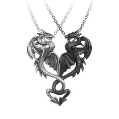 Shrine of Hollywood DRAGONIC TRYST NECKLACE Jewelry - Necklaces and Chokers Alchemy Gothic, Double Necklace, Goth Jewelry, Dragon Necklace, Magical Jewelry, Dragon Jewelry, Couple Necklaces, 14k Gold Necklace, Fantasy Jewelry