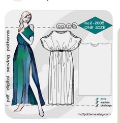 a woman's dress sewing pattern with measurements for the front and back sides, including one