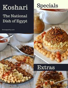 the cover of koshari's special dish of egypt, featuring rice and beans