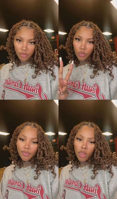 Ginger Locs With Curly Ends, Ombré Brown Locs, Carmel Brown Locs, Loc Hair Color Ideas Brown Skin, Ash Brown Locs, Highlights In Locs, Sandy Brown Locs Black Women, Dark Ginger Locs Black Women, Honey Blond Locs Black Women