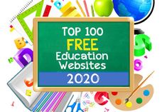 the top 100 free education web sites for students and teachers in 2019, including an image of school supplies