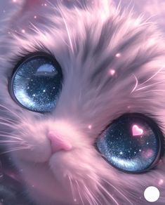 a close up of a cat's face with stars in the sky behind it